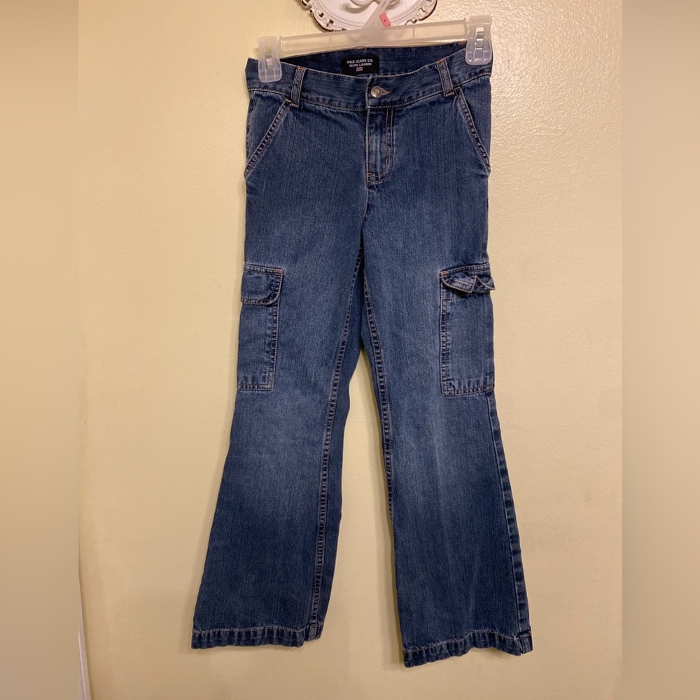 Girls Y2K polo ralp lauren flare cargo jeans size 12